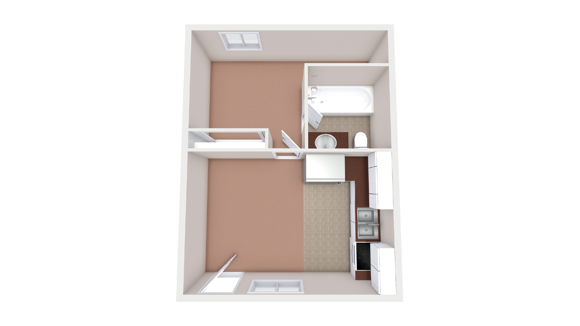 1 Bed 1 Bath Apartment Layout